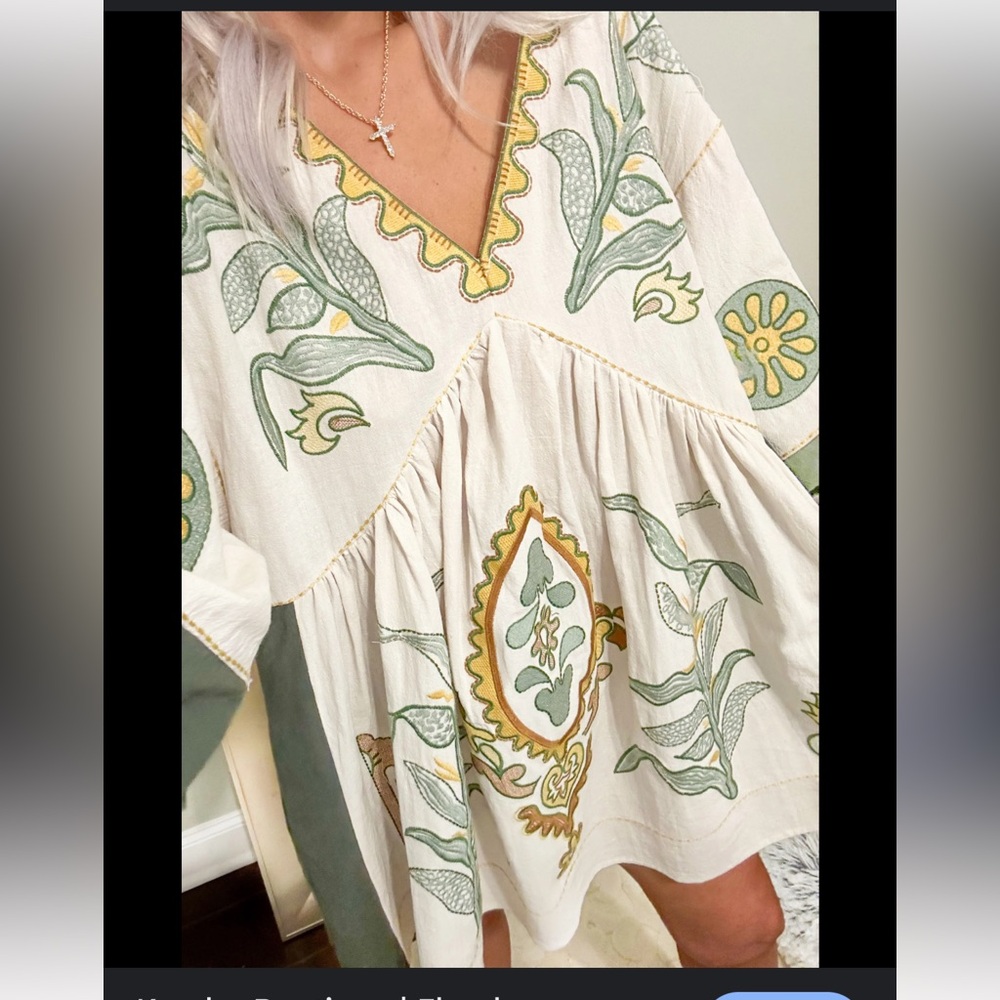 Water Every Sunday Merin Embroidery Mini Tunic Dress